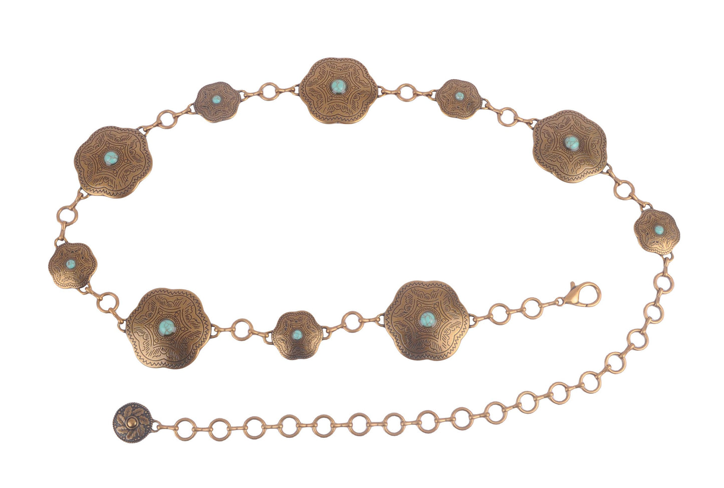 Rounded Trapezoid Concho Chain Belt
