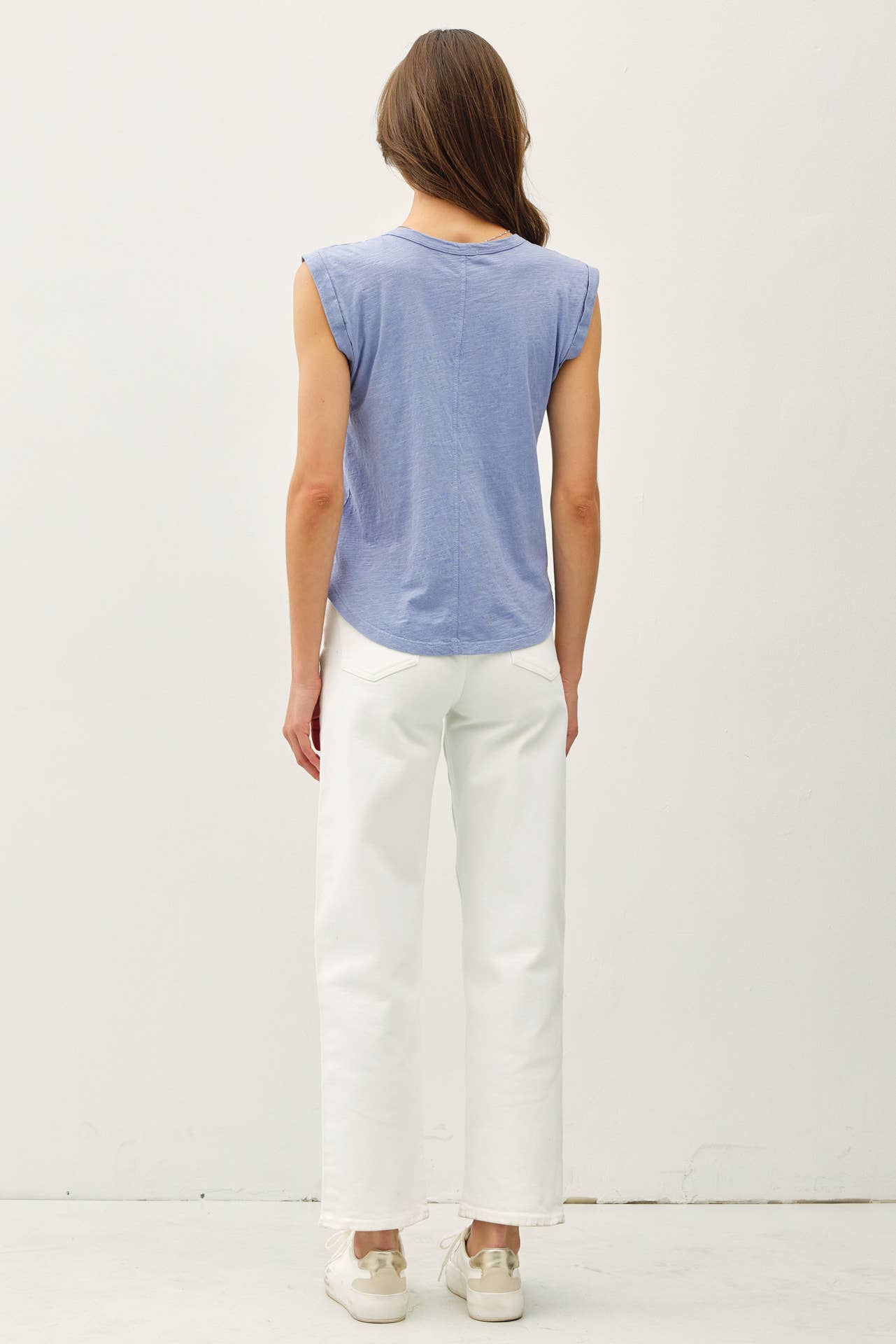 BASIC CAP SLEEVE GARMENT DYED TOP