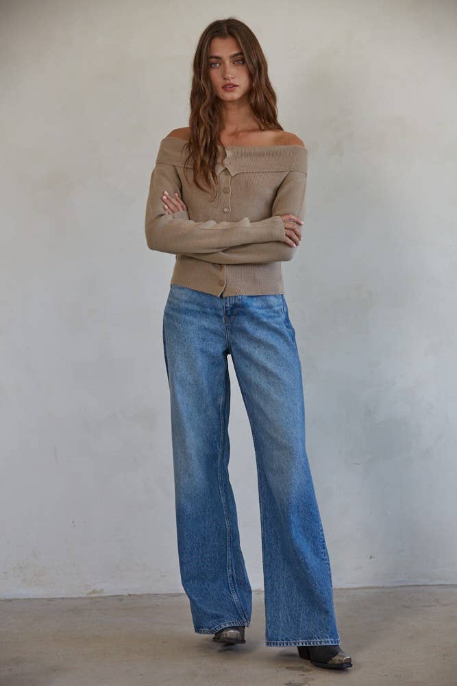 W1423 | Knit Sweater Cardigan Top