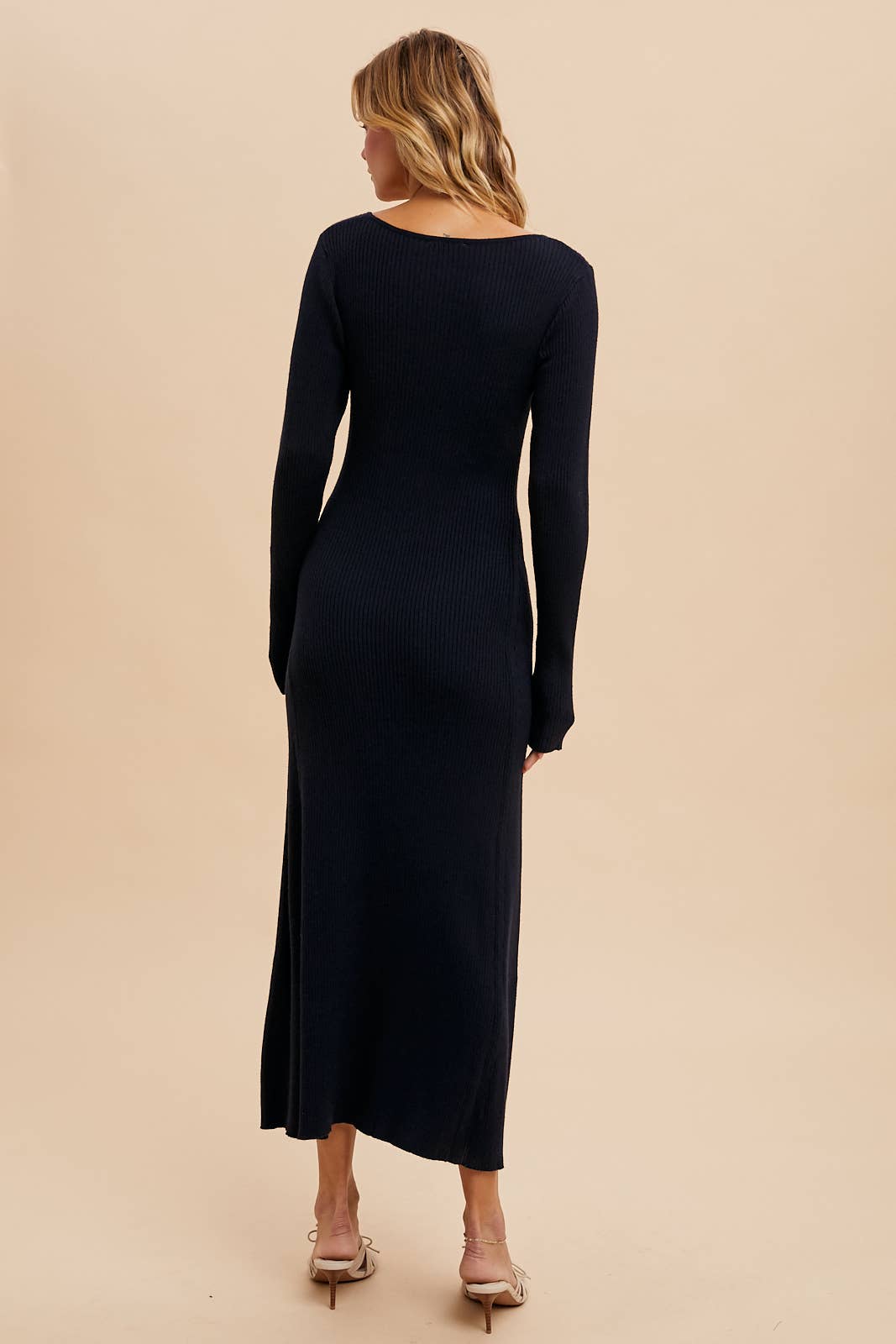 VISCOSE BLEND KNITTED MAXI SWEATER DRESS