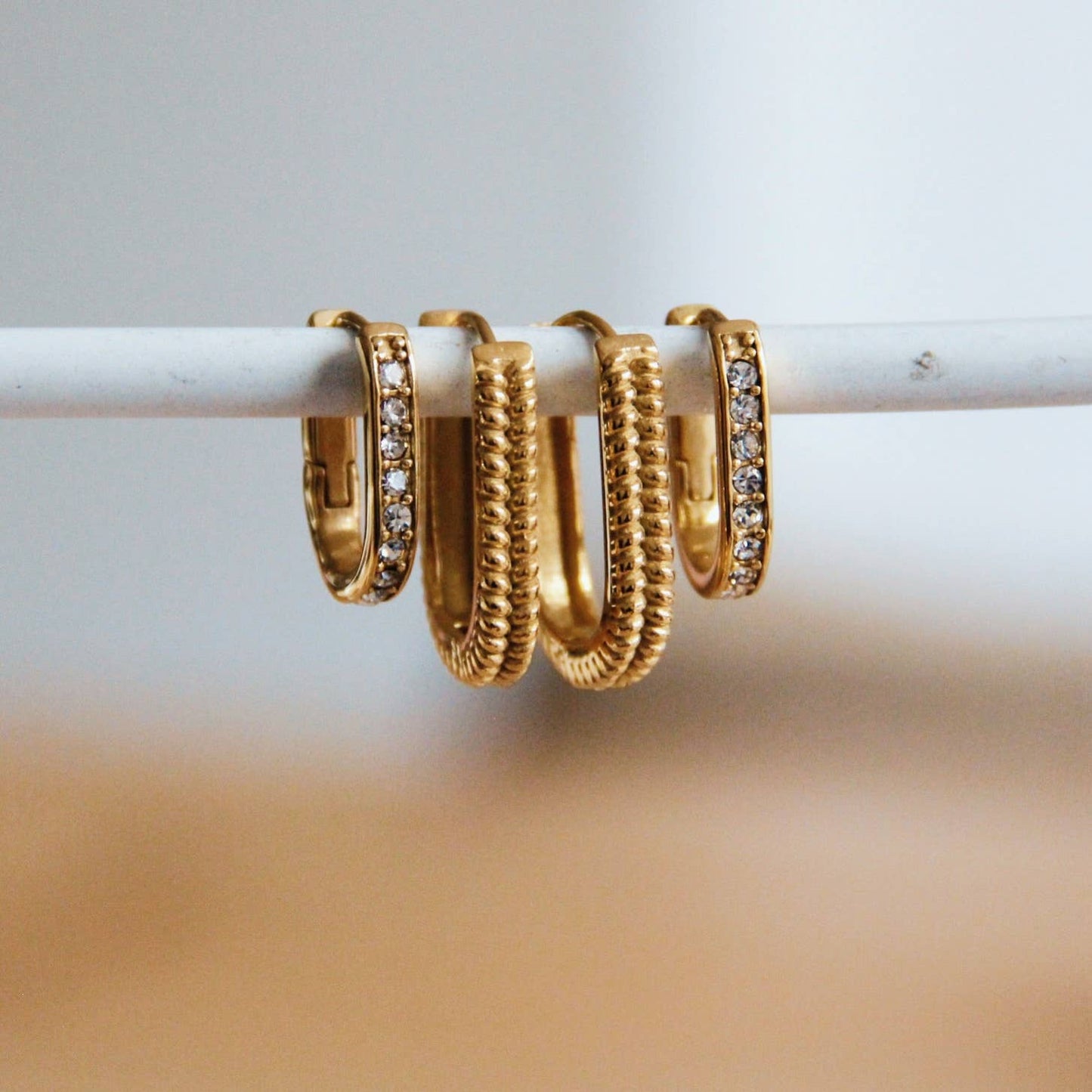 Stainless steel creole oval braided – gold