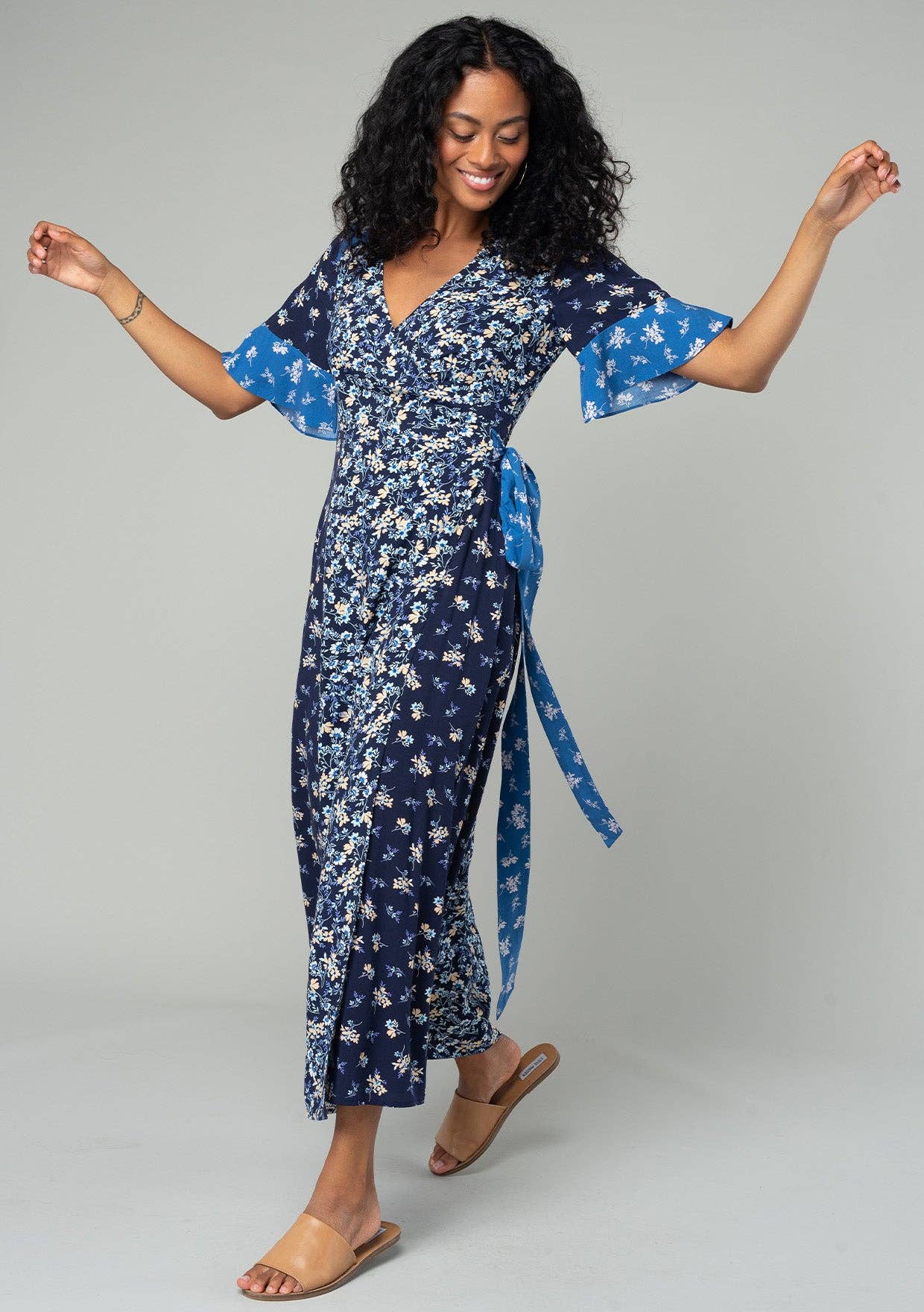 Multi Floral Wrap Dress