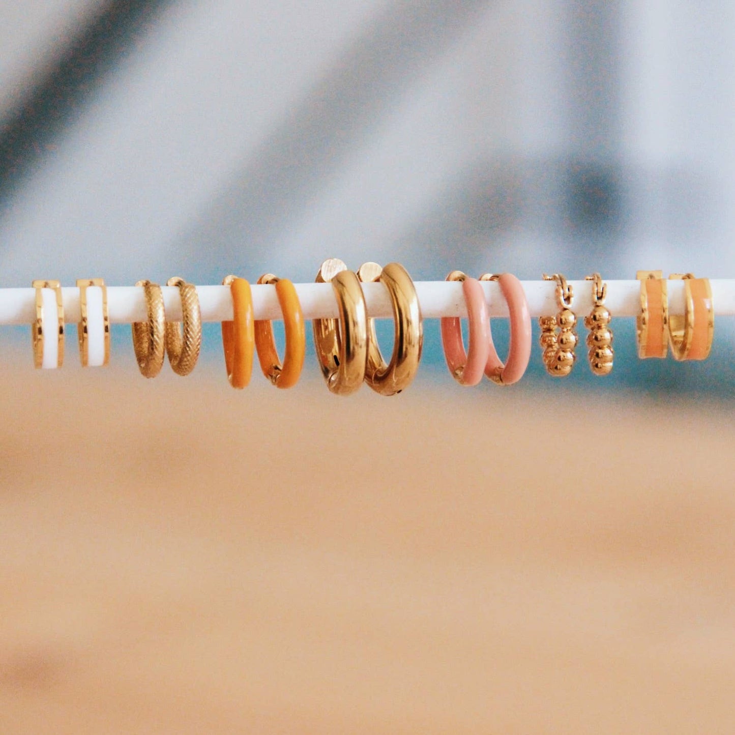 Stainless steel colored creole 16mm - salmon / gold