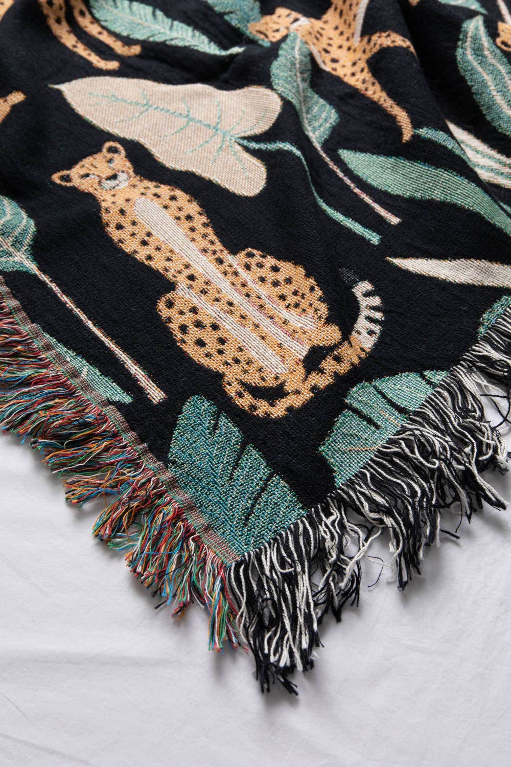 Leopard Jungle Black Throw Blanket