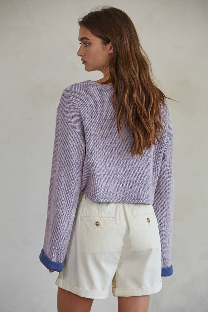 Knit Round Neck Long Sleeve Pullover Top