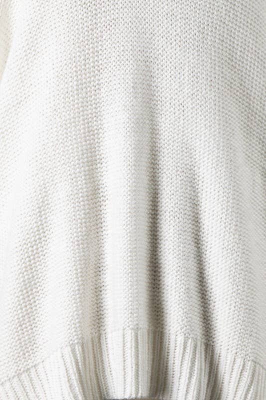 V Neck Ribbed Trim Cable Knit Light Sweater