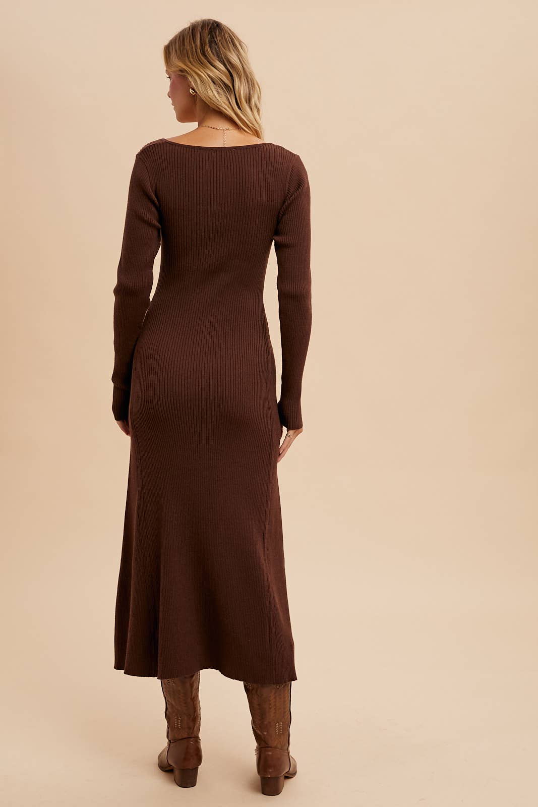 VISCOSE BLEND KNITTED MAXI SWEATER DRESS