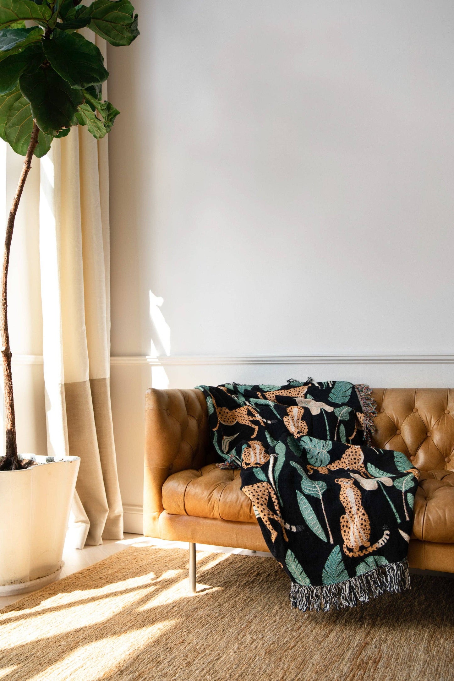 Leopard Jungle Black Throw Blanket