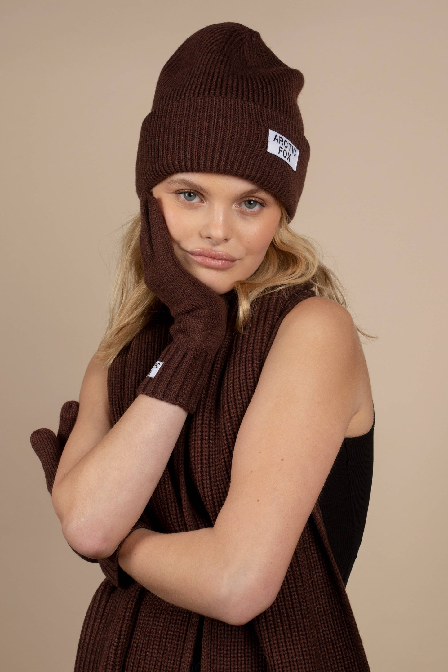 The Recycled Bottle Beanie in Chocolate Truffle - AW22
