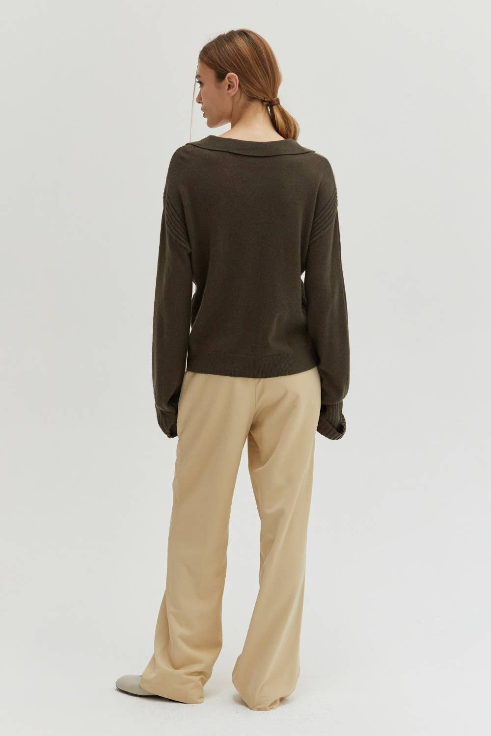 Maline Cashmere Softened Collared Sweater Top