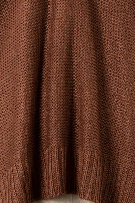 V Neck Ribbed Trim Cable Knit Light Sweater