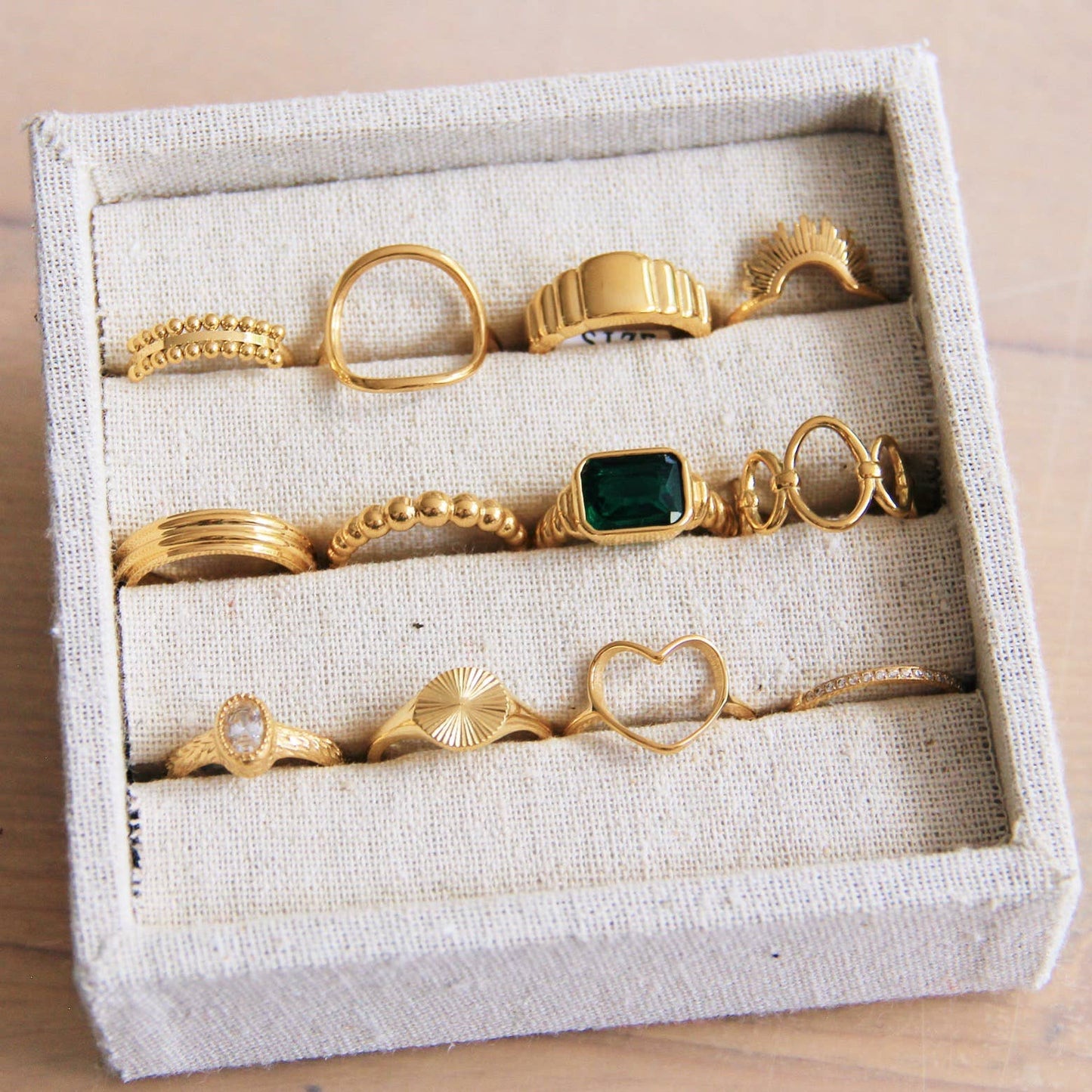 Steel Ring With Open Round - Gold