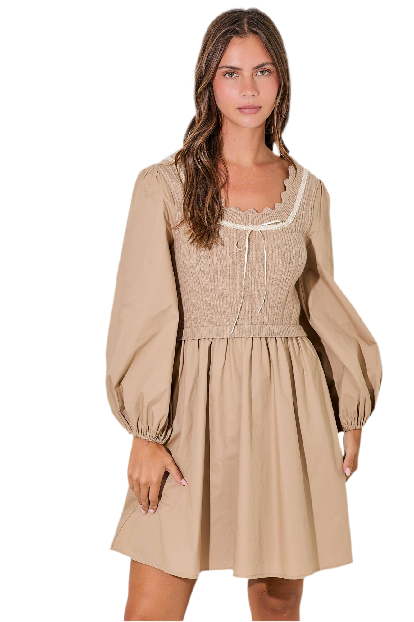SWEATER MIX MINI DRESS