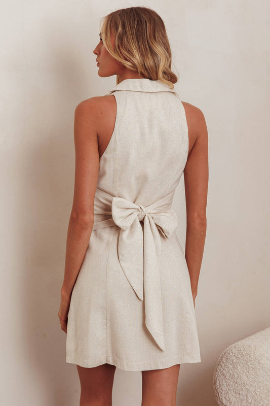 HALTERNECK WOVEN MINI DRESS