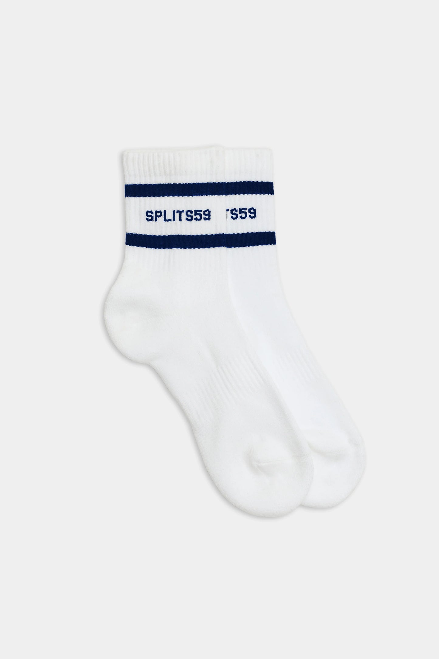 LOGO STRIPE QUARTER SOCKS - White/Indigo