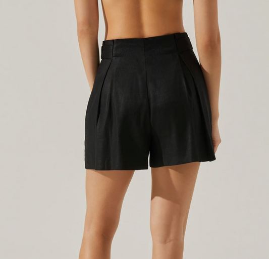 Ollie Pleated Linen Blend Shorts
