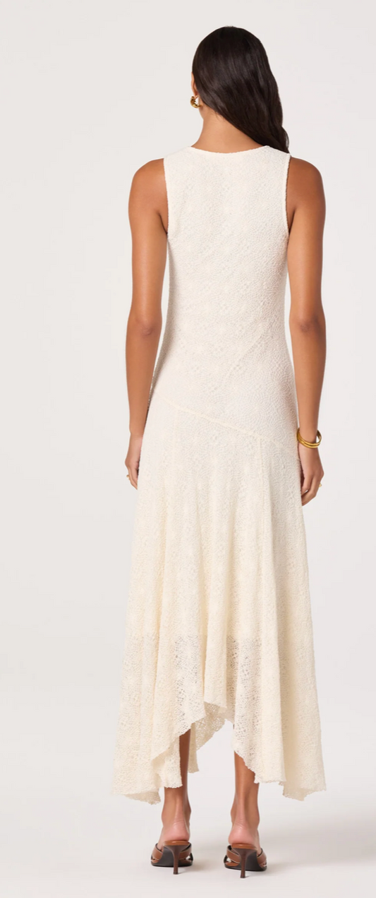 Freida Lace Knit Asymmetric Midi Dress