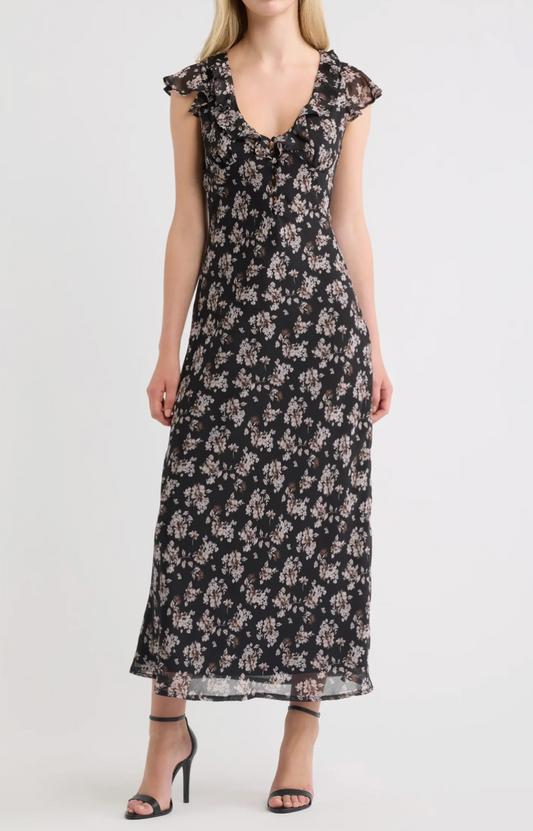 Carter Ruffle Cap Sleeve Maxi Dress