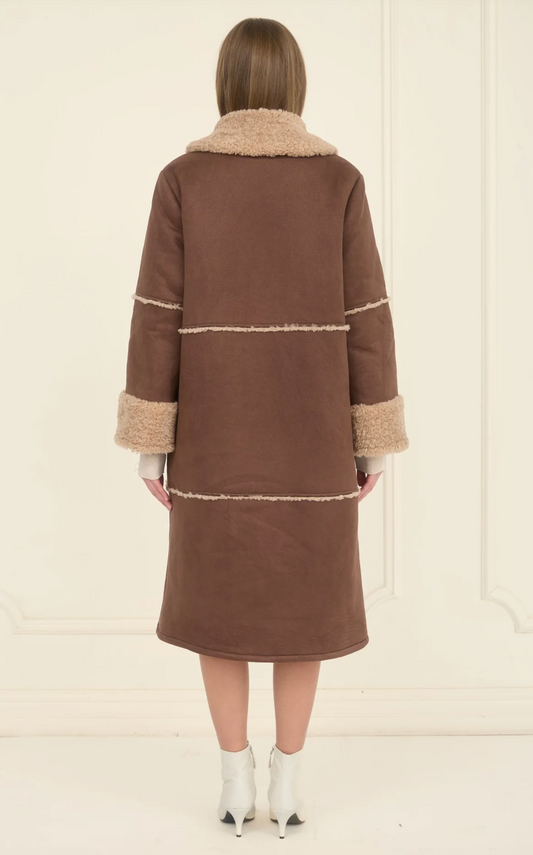 Daniella Suede Fur Collar Coat