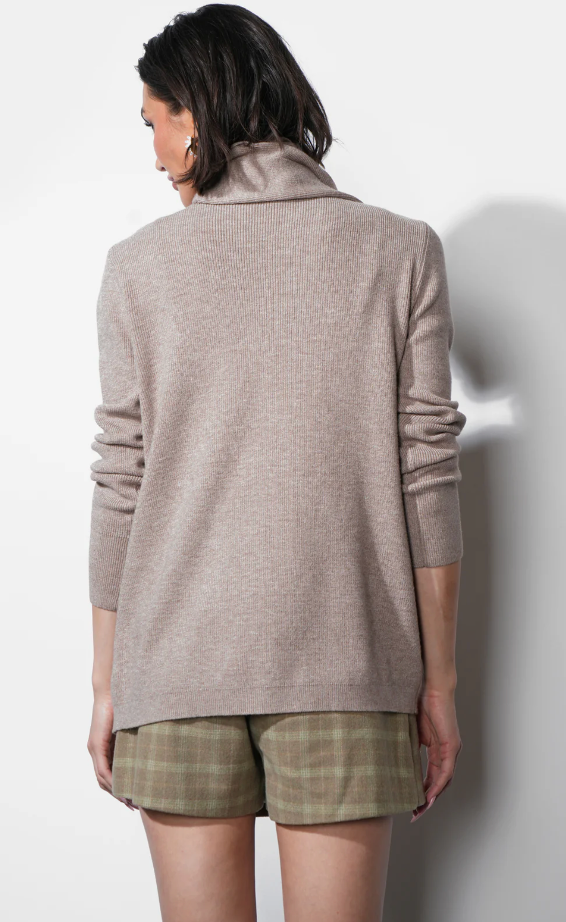 Acacia Scarf Neck Asymmetric Button Up Sweater