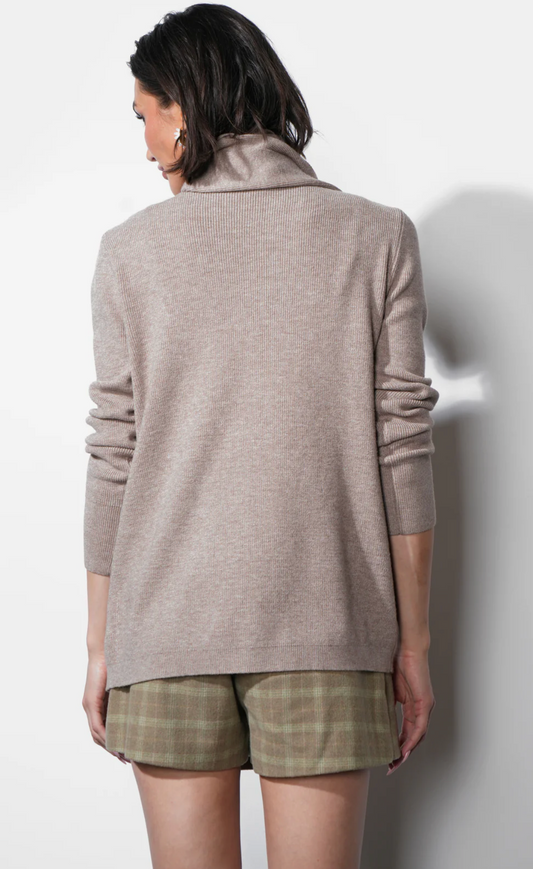 Acacia Scarf Neck Asymmetric Button Up Sweater