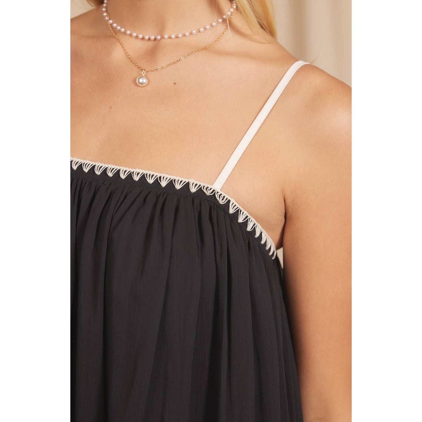 SHEER MINI DRESS FULLY LINED WITH STITCH DETAIL