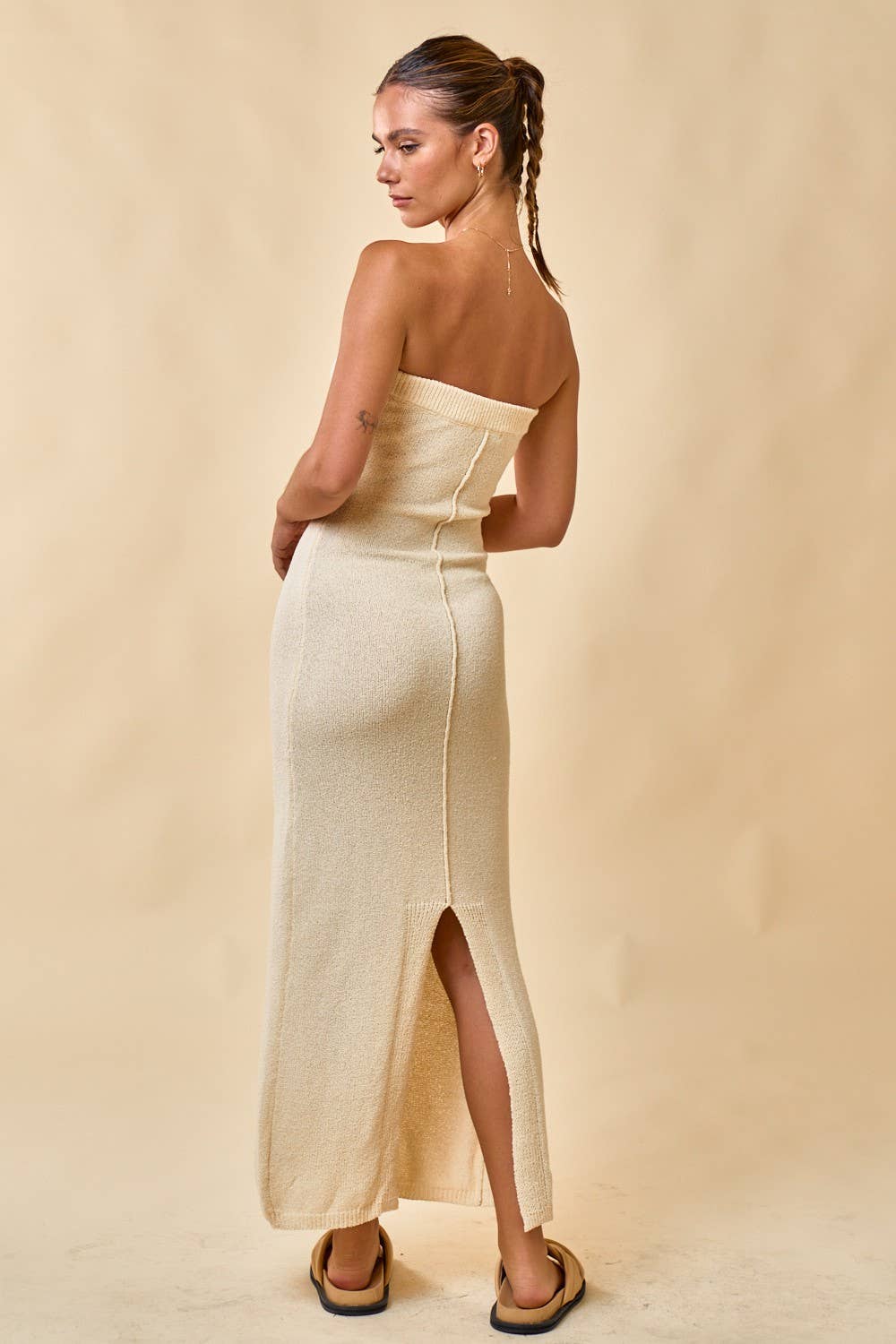 SWEATER TUBE MAXI DRESS WITH BACK SLIT