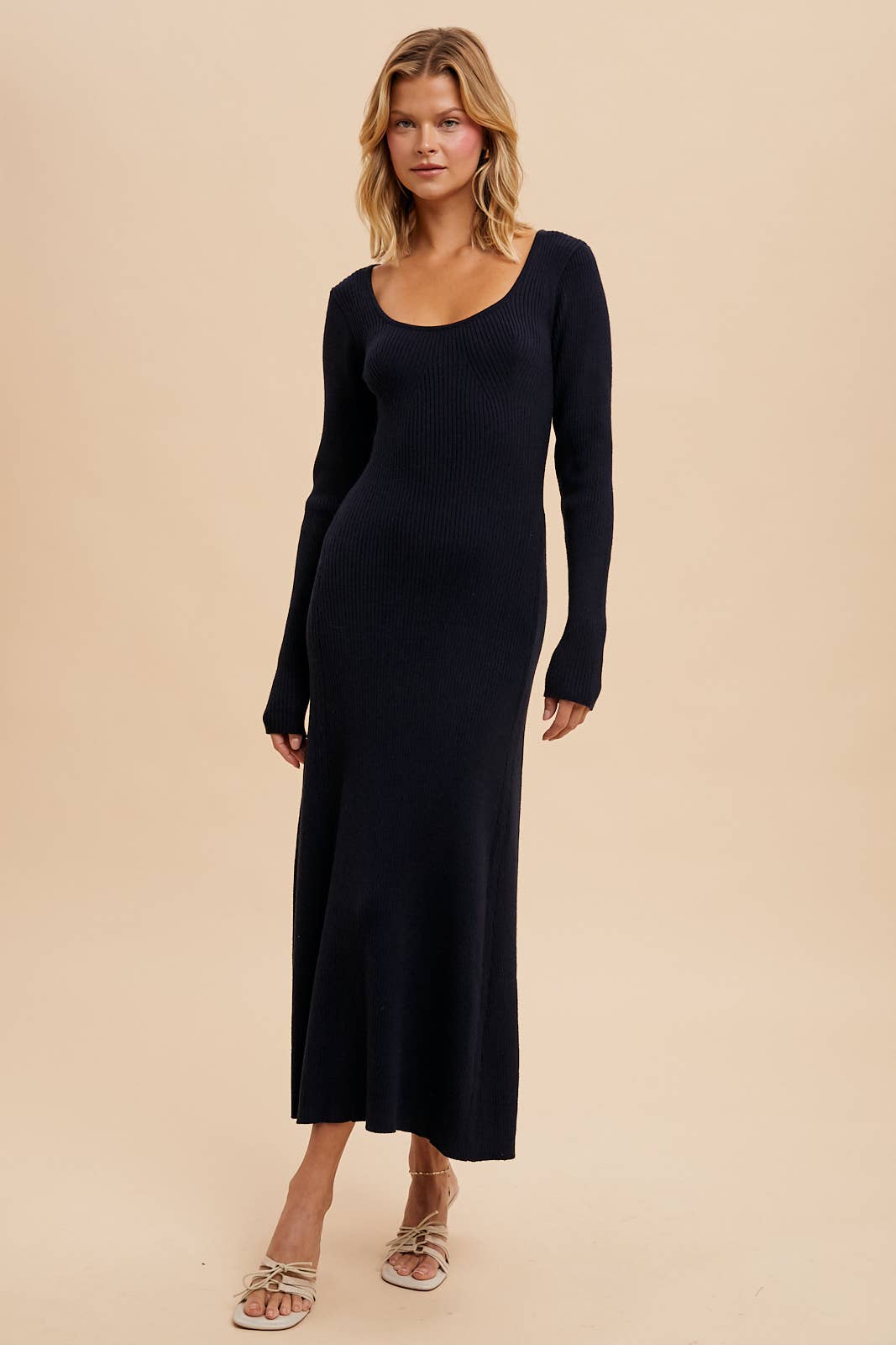 VISCOSE BLEND KNITTED MAXI SWEATER DRESS