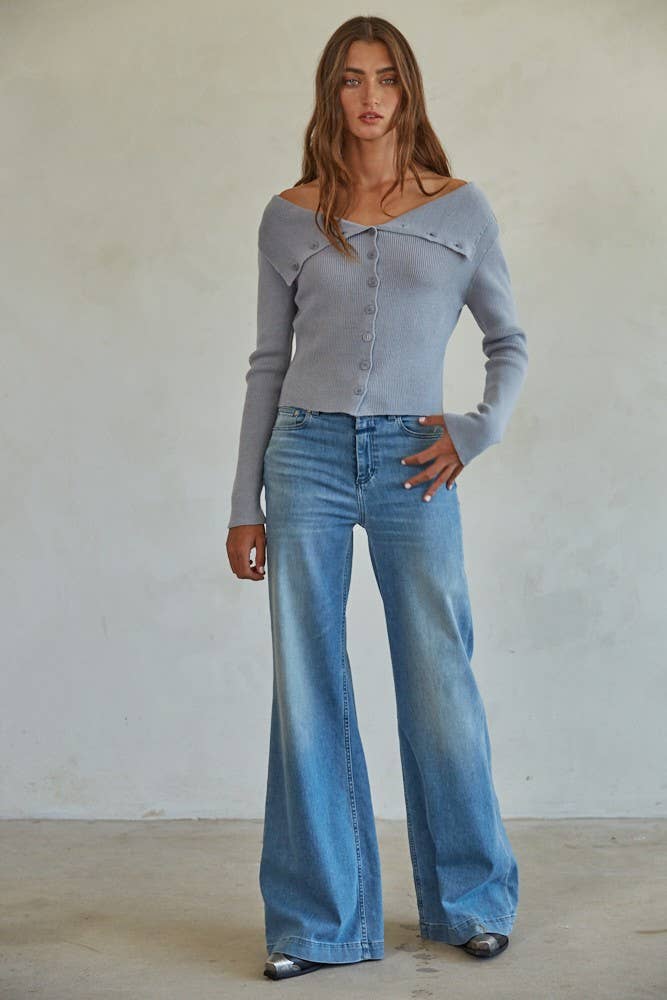 W1423 | Knit Sweater Cardigan Top