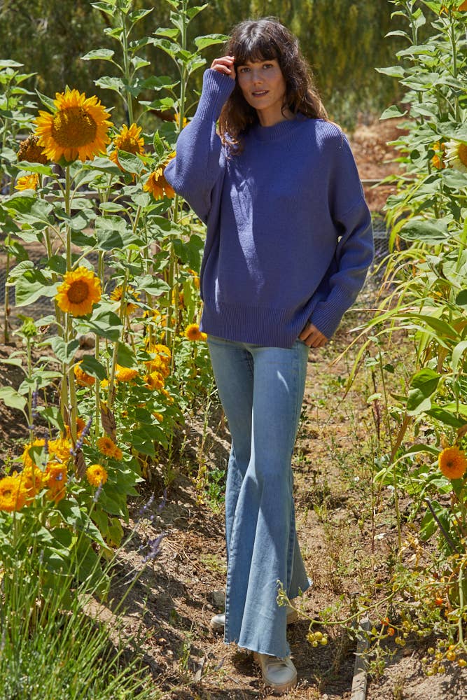 W1539 | Knit Long Sleeve High Neck Chunky Oversized Sweater