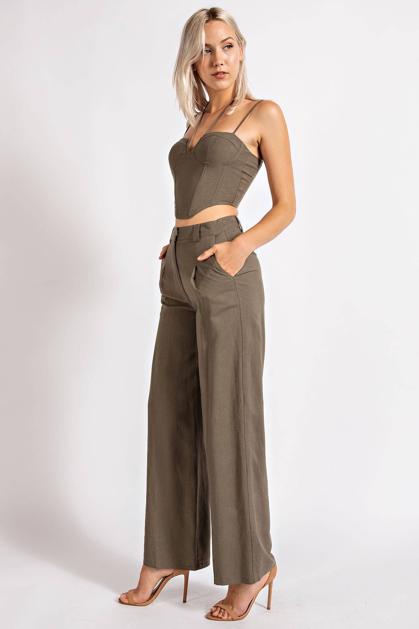 CP2077 LINEN WIDE PANTS W/ PLEAT DETAIL