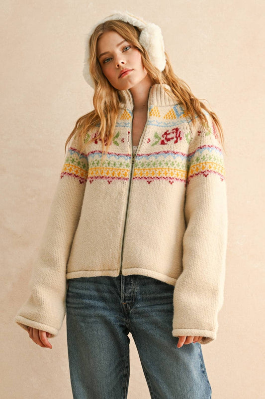 J5424   CROSS STITCH EFFEC KNIT PUFF JACKET