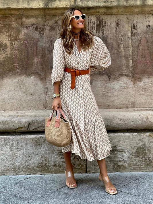 Sweetkama Ladies Soft Mid Sleeves Long Daily Dress