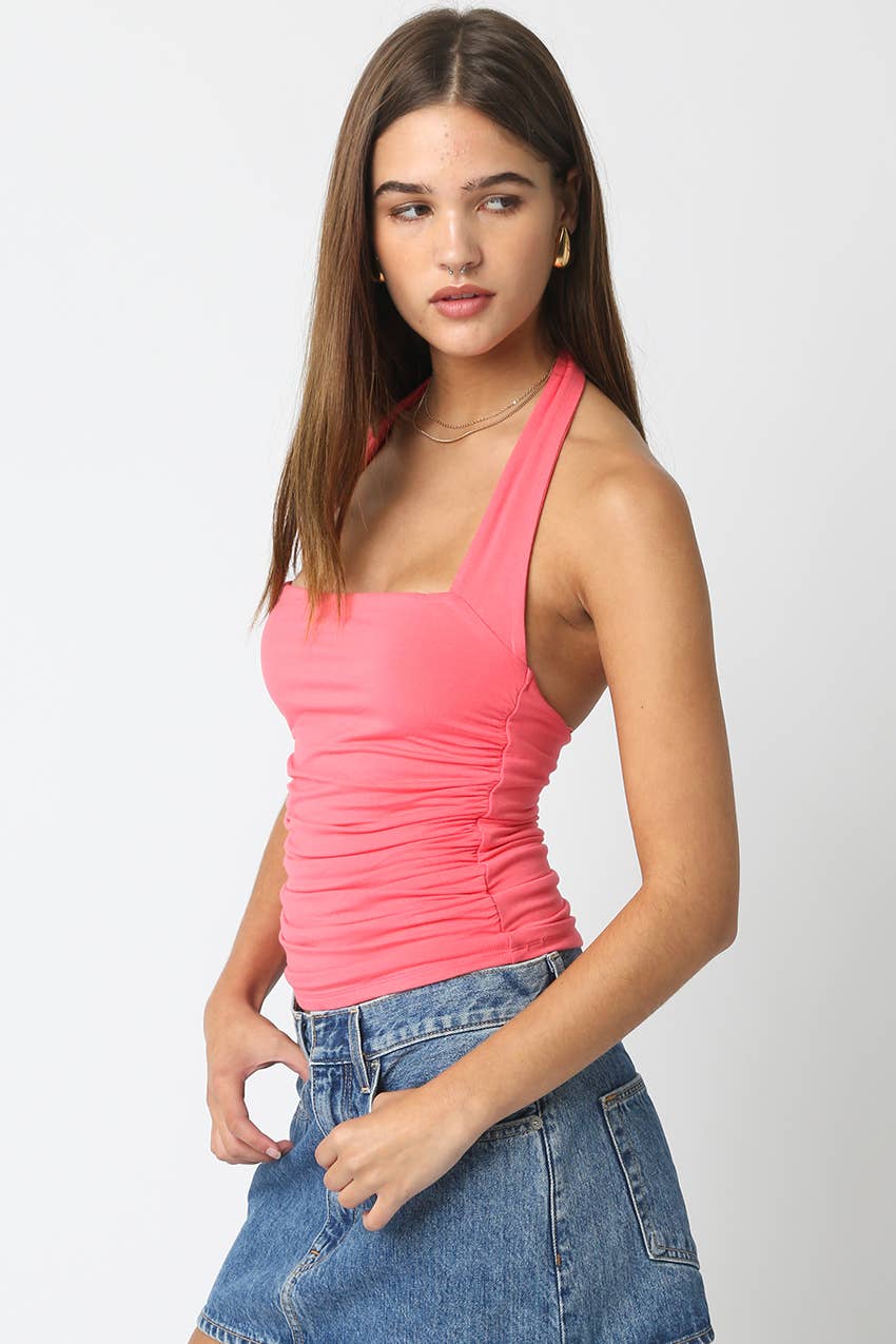 Camila Strapless Ruched Halter Top