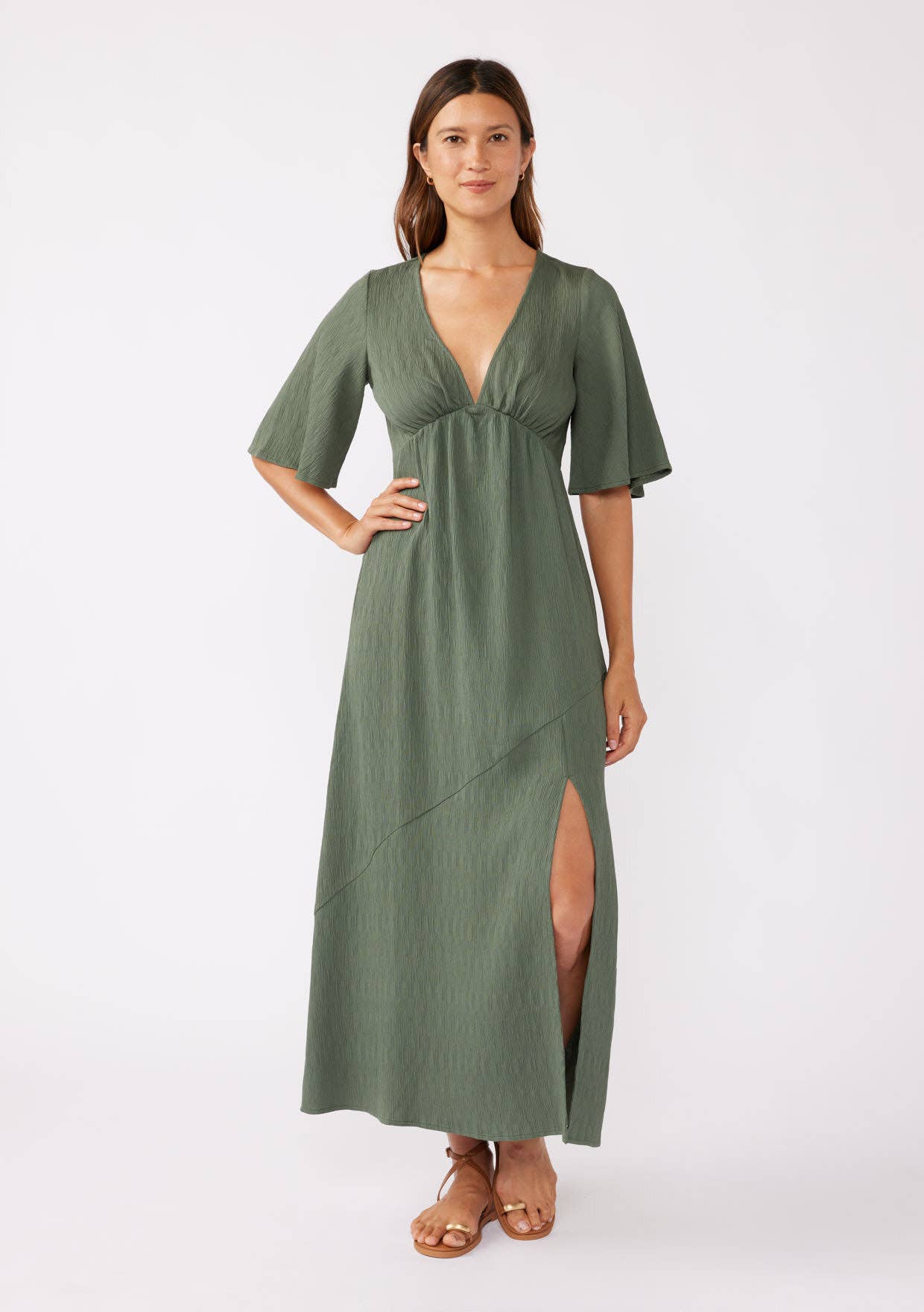 Empire Waist Maxi Dress with Slit