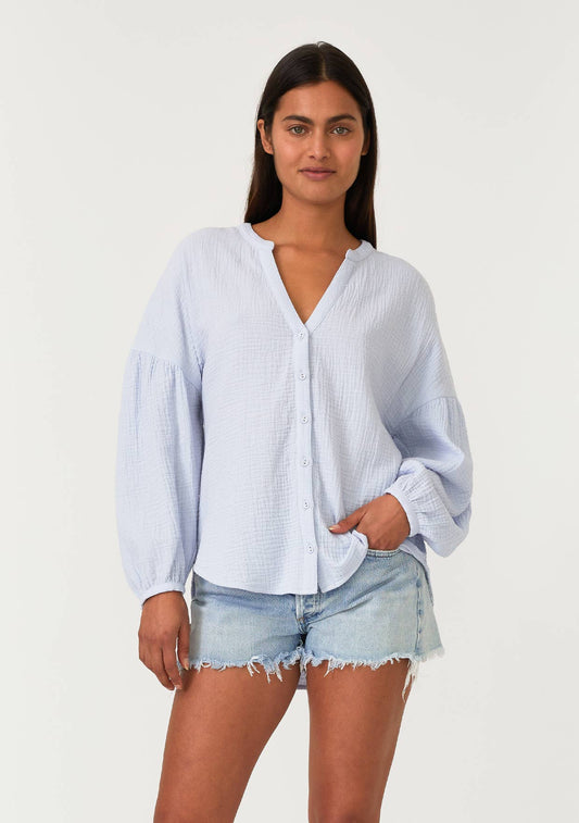 High-Low Long Sleeve Button Down Blouse