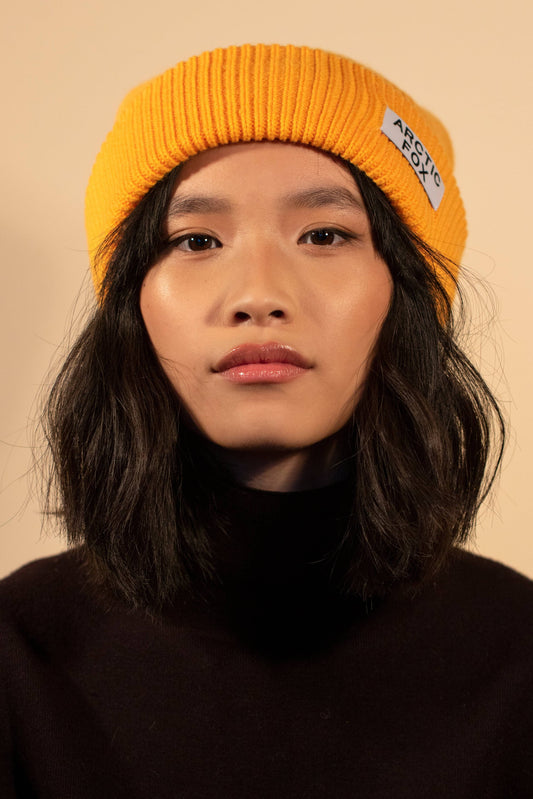 The Recycled Bottle Beanie in Mango Sorbet - AW22