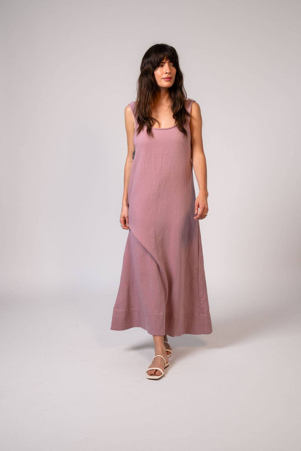 Jasmine Cotton Maxi Dress - Mauve