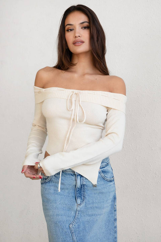 Knit Off the Shoulder Longsleeve Top