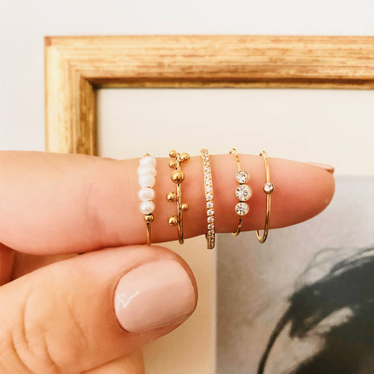 R666: Steel minimalist ring mini zirconia - gold