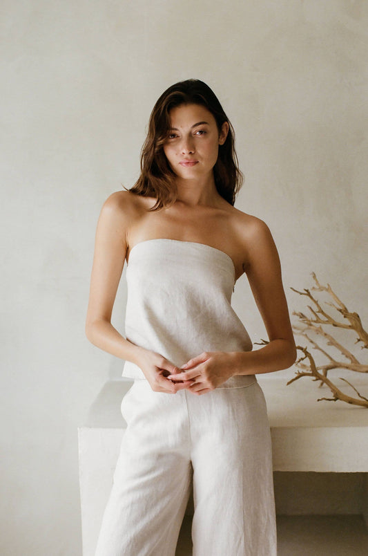NOVELLA LINEN TUBE TOP