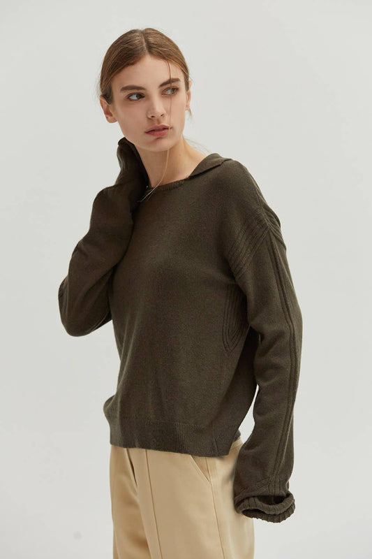 Maline Cashmere Softened Collared Sweater Top