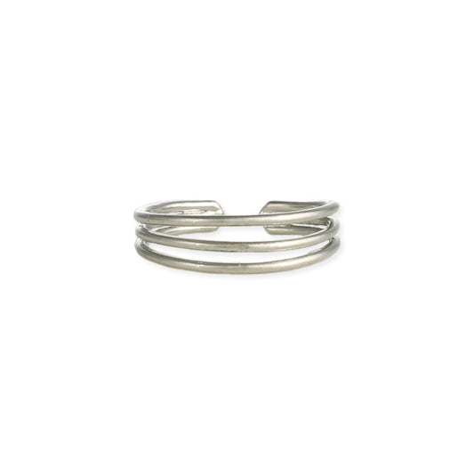 Silver 3 Band Adjustable Toe Ring