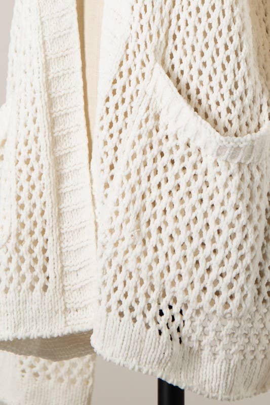 Soft Fluffy Chenille Crochet Cardigan