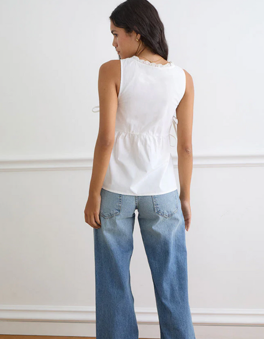 Fahwa Blouse With Tie Side In Poplin White