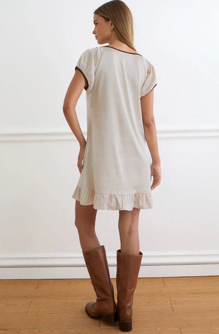 Rinari Mini Dress In Satin Champagne