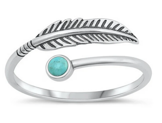Turquoise Feather Wrap Ring
