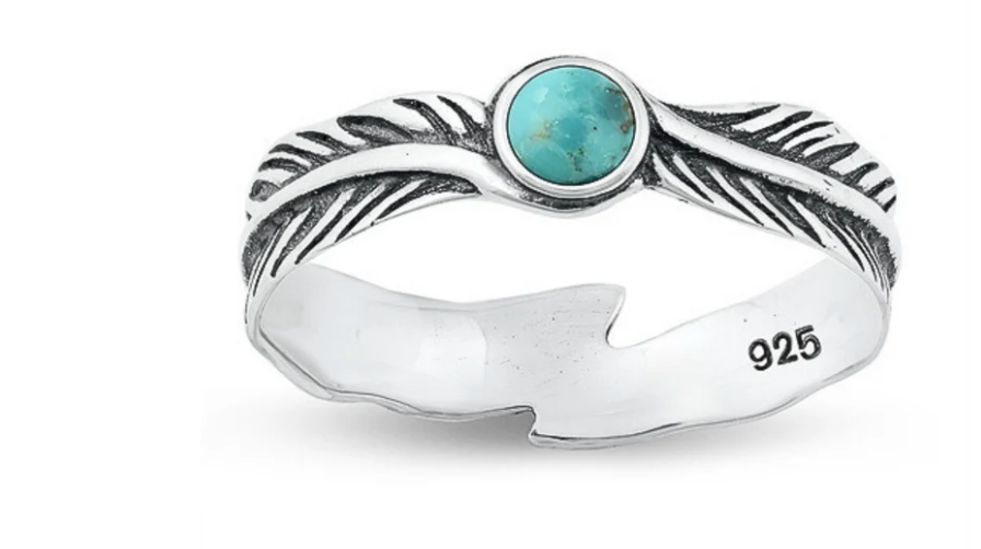 Turquoise Double Feather Ring