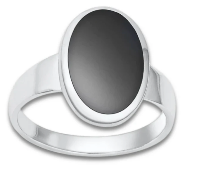 Oval Genuine Black Onyx Ring