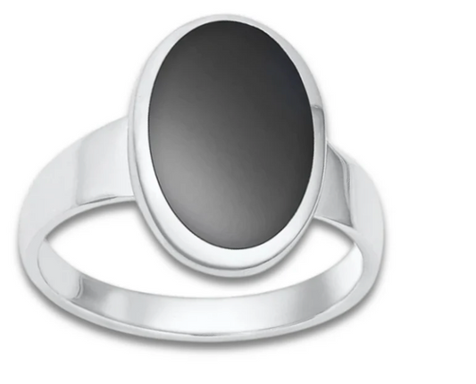 Oval Genuine Black Onyx Ring